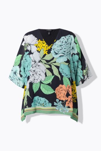 Moda za polnejše Bluza 3/4 rukava V ovratnika plus velikost, xxl, Ulla Popken in Johann Popken (JP1880)