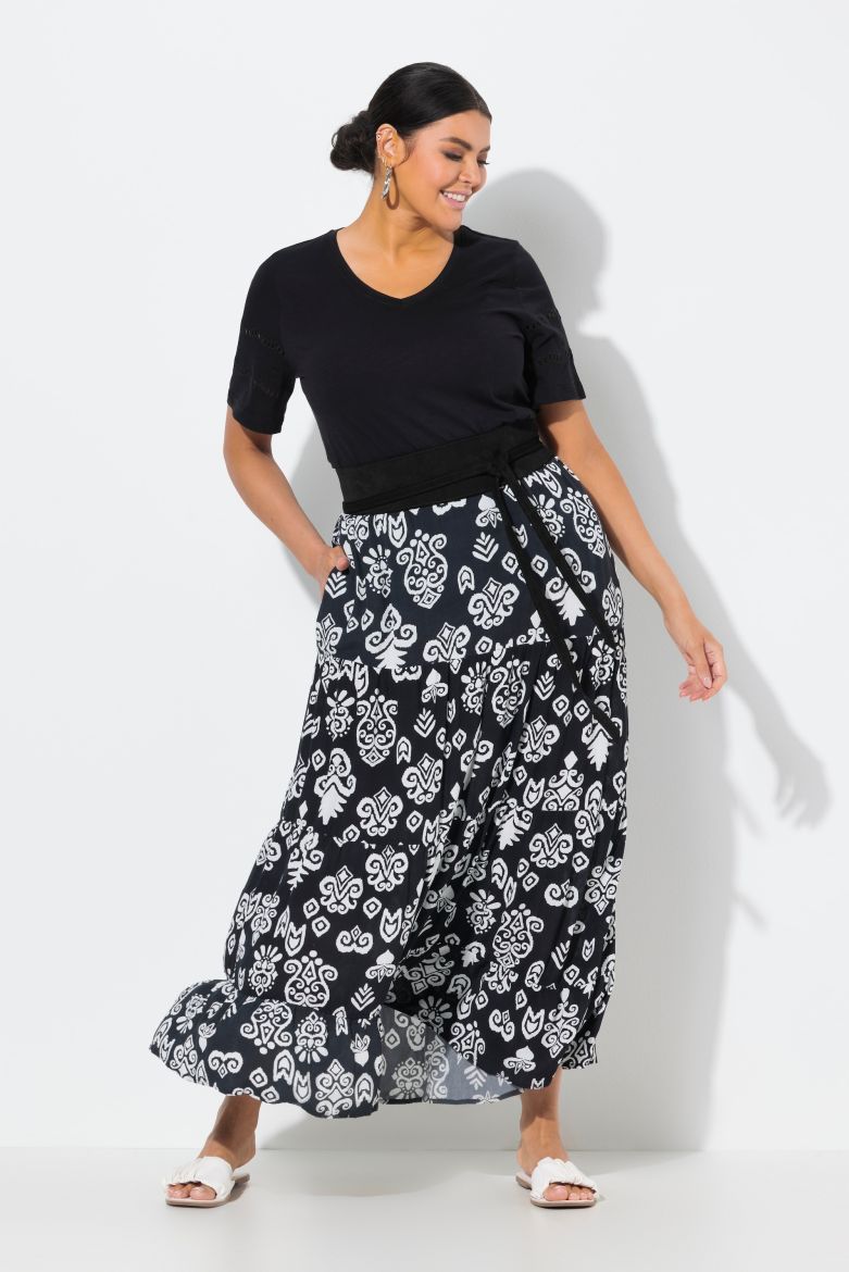 Moda za polnejše Suknja na volane A kroja plus velikost, xxl, Ulla Popken in Johann Popken (JP1880)