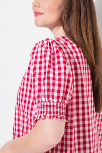 Moda za polnejše Bluza kratkih rukava karirana plus velikost, xxl, Ulla Popken in Johann Popken (JP1880)
