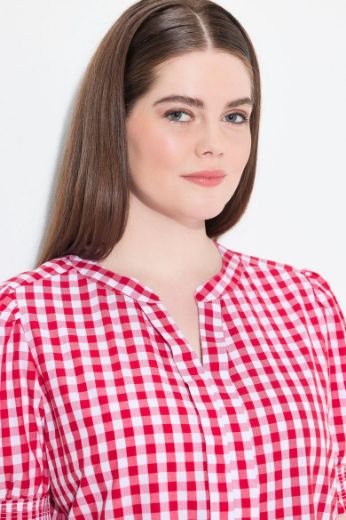 Moda za polnejše Bluza kratkih rukava karirana plus velikost, xxl, Ulla Popken in Johann Popken (JP1880)