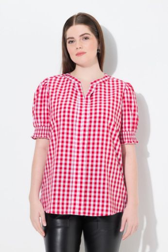 Moda za polnejše Bluza kratkih rukava karirana plus velikost, xxl, Ulla Popken in Johann Popken (JP1880)