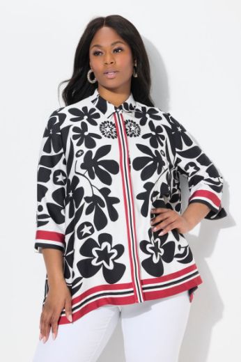Moda za polnejše Bluza 3/4 rukava cvjetnog uzorka plus velikost, xxl, Ulla Popken in Johann Popken (JP1880)