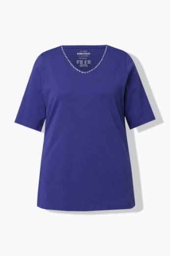 Moda za polnejše Majica V ovratnik s ukrasima na ovratniku plus velikost, xxl, Ulla Popken in Johann Popken (JP1880)