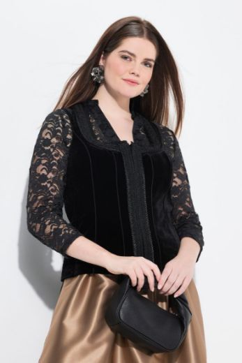 Moda za polnejše Bluza s patentnim zatvaračem i ukrasnom čipkom plus velikost, xxl, Ulla Popken in Johann Popken (JP1880)
