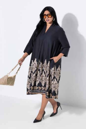 Moda za polnejše Haljina midi 3/4 rukava plus velikost, xxl, Ulla Popken in Johann Popken (JP1880)