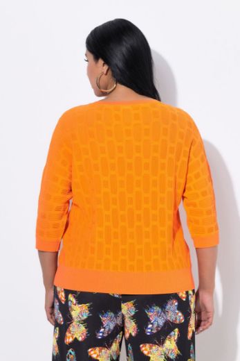 Moda za polnejše Pulover 3/4 rukava V ovratnika plus velikost, xxl, Ulla Popken in Johann Popken (JP1880)