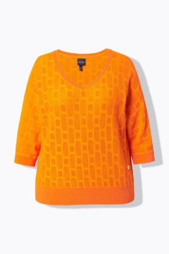 Moda za polnejše Pulover 3/4 rukava V ovratnika plus velikost, xxl, Ulla Popken in Johann Popken (JP1880)