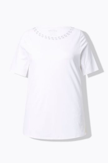 Moda za polnejše Majica elegantna kratkih rukava s ukrasnim dodatkom na ovratniku plus velikost, xxl, Ulla Popken in Johann Popken (JP1880)