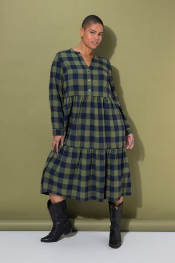 Moda za polnejše Haljina dugih rukava karirana plus velikost, xxl, Ulla Popken in Johann Popken (JP1880)
