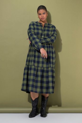 Moda za polnejše Haljina dugih rukava karirana plus velikost, xxl, Ulla Popken in Johann Popken (JP1880)