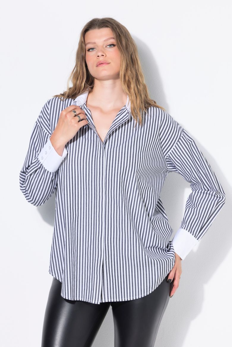 Moda za polnejše Košulja dugih rukava na pruge plus velikost, xxl, Ulla Popken in Johann Popken (JP1880)