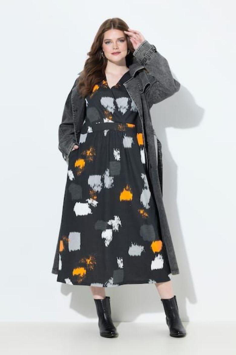 Moda za polnejše Haljina maxi 3/4 rukava plus velikost, xxl, Ulla Popken in Johann Popken (JP1880)