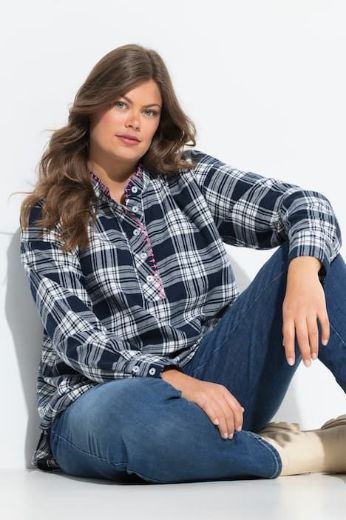 Moda za polnejše Bluza dugih rukava karirana plus velikost, xxl, Ulla Popken in Johann Popken (JP1880)