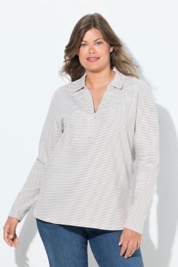 Moda za polnejše Majica dugih rukana na pruge plus velikost, xxl, Ulla Popken in Johann Popken (JP1880)