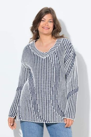 Moda za polnejše Pulover dugih rukava V ovratnika plus velikost, xxl, Ulla Popken in Johann Popken (JP1880)