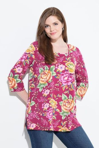 Moda za polnejše Majica 3/4 rukava cvjetnog motiva plus velikost, xxl, Ulla Popken in Johann Popken (JP1880)