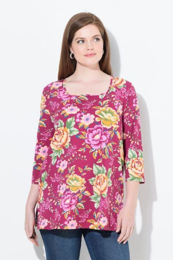 Moda za polnejše Majica 3/4 rukava cvjetnog motiva plus velikost, xxl, Ulla Popken in Johann Popken (JP1880)