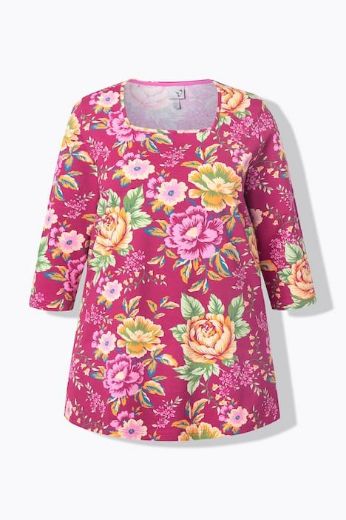 Moda za polnejše Majica 3/4 rukava cvjetnog motiva plus velikost, xxl, Ulla Popken in Johann Popken (JP1880)
