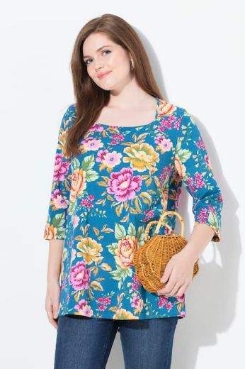 Moda za polnejše Majica 3/4 rukava cvjetnog motiva plus velikost, xxl, Ulla Popken in Johann Popken (JP1880)