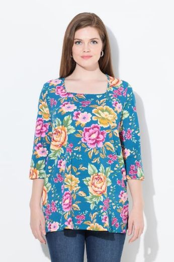 Moda za polnejše Majica 3/4 rukava cvjetnog motiva plus velikost, xxl, Ulla Popken in Johann Popken (JP1880)