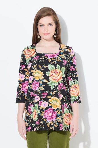 Moda za polnejše Majica 3/4 rukava cvjetnog motiva plus velikost, xxl, Ulla Popken in Johann Popken (JP1880)