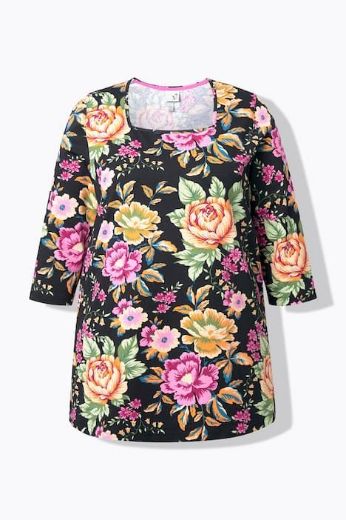 Moda za polnejše Majica 3/4 rukava cvjetnog motiva plus velikost, xxl, Ulla Popken in Johann Popken (JP1880)