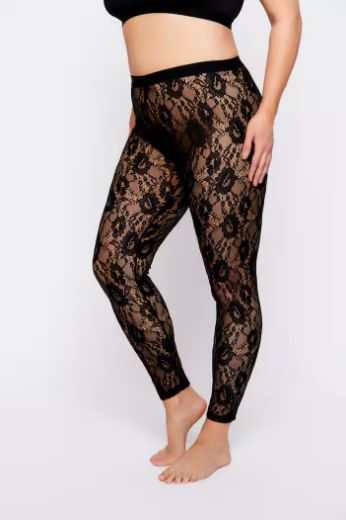 Moda za polnejše Tajice s dodatkom prozirne čipke plus velikost, xxl, Ulla Popken in Johann Popken (JP1880)