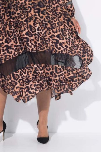 Moda za polnejše Haljina midi dugih rukava s leopard uzorkom plus velikost, xxl, Ulla Popken in Johann Popken (JP1880)