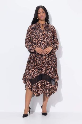 Moda za polnejše Haljina midi dugih rukava s leopard uzorkom plus velikost, xxl, Ulla Popken in Johann Popken (JP1880)