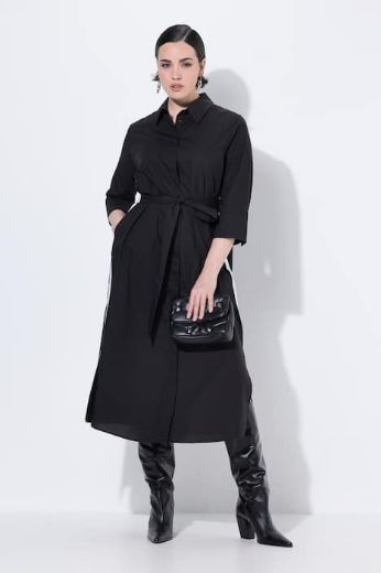 Moda za polnejše Haljina 3/4 rukava na kopčanje s pojasom za vezanje plus velikost, xxl, Ulla Popken in Johann Popken (JP1880)