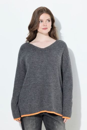 Moda za polnejše Pulover dugih rukava V ovratnika plus velikost, xxl, Ulla Popken in Johann Popken (JP1880)