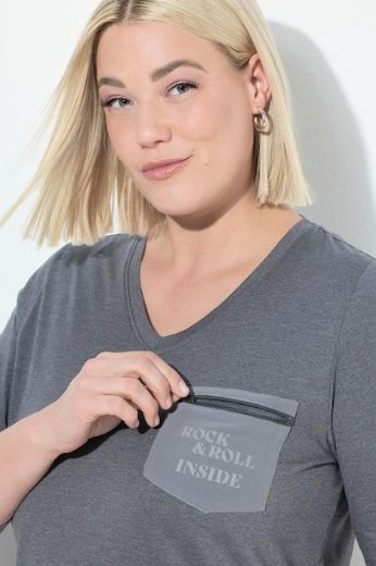 Moda za polnejše Majica 3/4 rukava V ovratnika plus velikost, xxl, Ulla Popken in Johann Popken (JP1880)