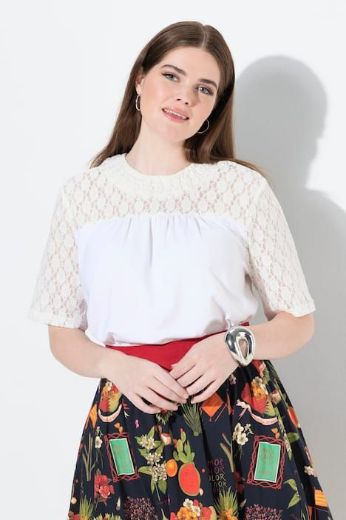 Moda za polnejše Majica polu rukava s dodatkom ukrasne čipke plus velikost, xxl, Ulla Popken in Johann Popken (JP1880)