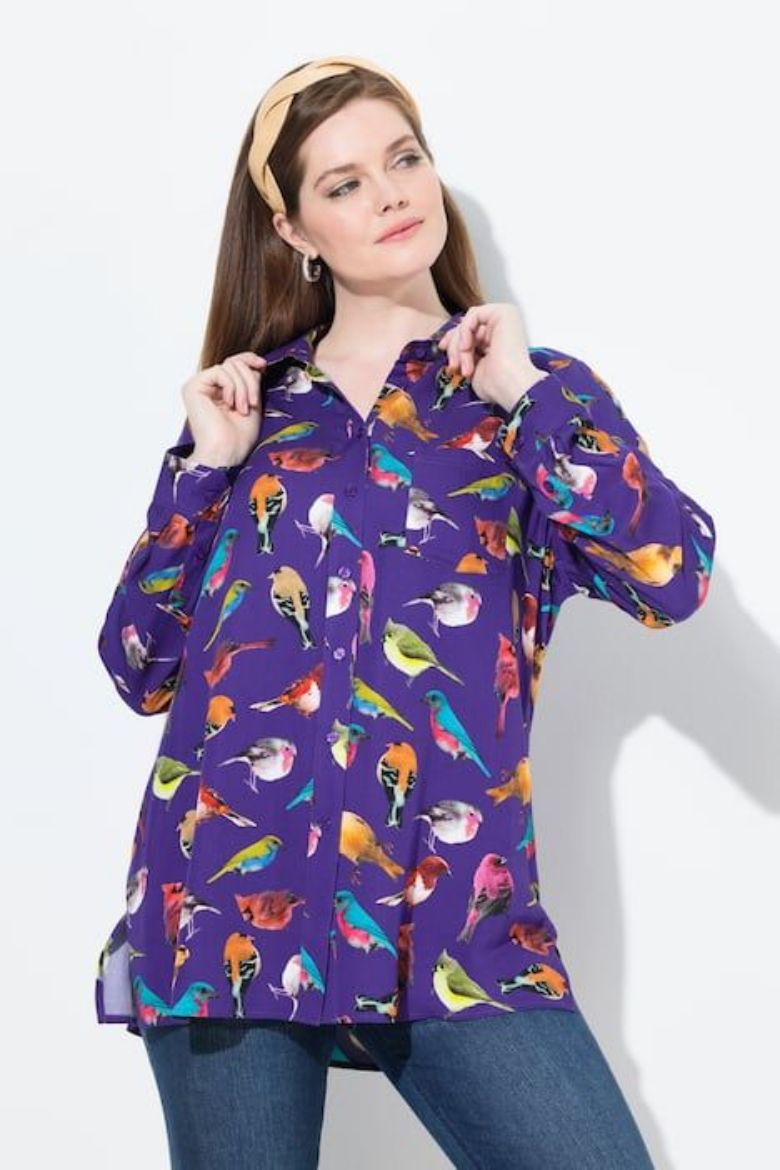 Moda za polnejše Bluza dugih rukava s motivom ptica plus velikost, xxl, Ulla Popken in Johann Popken (JP1880)
