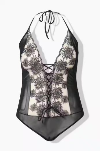 Moda za polnejše Bodi od prozirne čipke plus velikost, xxl, Ulla Popken in Johann Popken (JP1880)