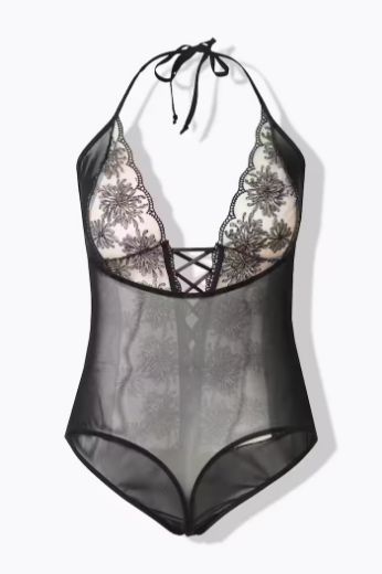 Moda za polnejše Bodi od prozirne čipke plus velikost, xxl, Ulla Popken in Johann Popken (JP1880)