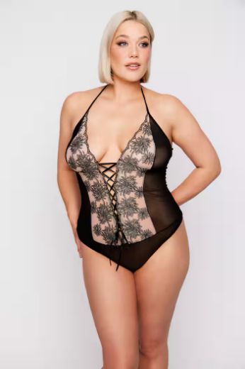 Moda za polnejše Bodi od prozirne čipke plus velikost, xxl, Ulla Popken in Johann Popken (JP1880)