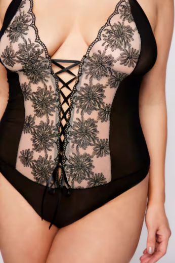 Moda za polnejše Bodi od prozirne čipke plus velikost, xxl, Ulla Popken in Johann Popken (JP1880)