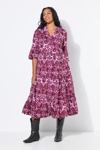 Moda za polnejše Haljina maxi 3/4 rukava plus velikost, xxl, Ulla Popken in Johann Popken (JP1880)