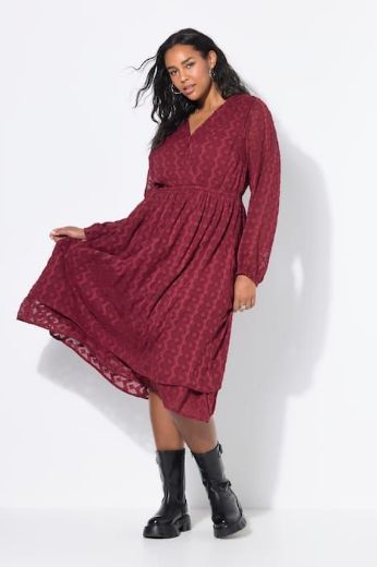 Moda za polnejše Haljina midi dugih rukava A kroja plus velikost, xxl, Ulla Popken in Johann Popken (JP1880)