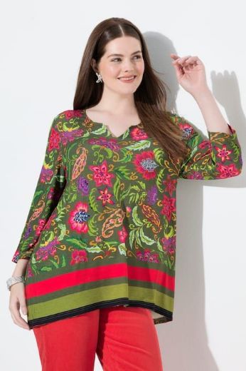 Moda za polnejše Majica A kroja  s 3/4 rukavima cvjetnog printa plus velikost, xxl, Ulla Popken in Johann Popken (JP1880)