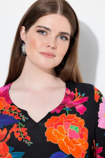 Moda za polnejše Majica A kroja  s 3/4 rukavima cvjetnog printa plus velikost, xxl, Ulla Popken in Johann Popken (JP1880)