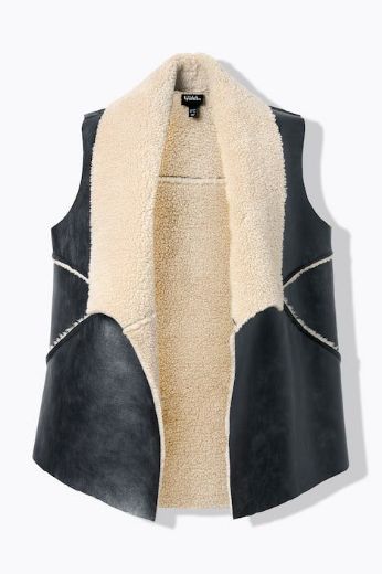 Moda za polnejše Prsluk imitacija kože s umjetnim krznom plus velikost, xxl, Ulla Popken in Johann Popken (JP1880)