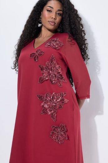 Moda za polnejše Haljina elegantna 3/4 rukava V ovratnika plus velikost, xxl, Ulla Popken in Johann Popken (JP1880)