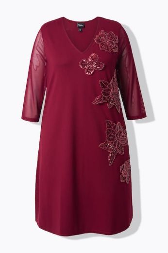 Moda za polnejše Haljina elegantna 3/4 rukava V ovratnika plus velikost, xxl, Ulla Popken in Johann Popken (JP1880)