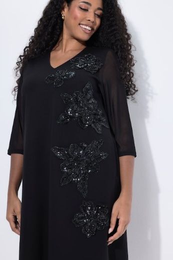 Moda za polnejše Haljina elegantna 3/4 rukava V ovratnika plus velikost, xxl, Ulla Popken in Johann Popken (JP1880)