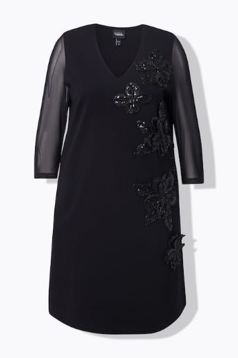 Moda za polnejše Haljina elegantna 3/4 rukava V ovratnika plus velikost, xxl, Ulla Popken in Johann Popken (JP1880)