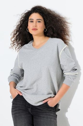 Moda za polnejše Majica dugih rukava V ovratnika plus velikost, xxl, Ulla Popken in Johann Popken (JP1880)