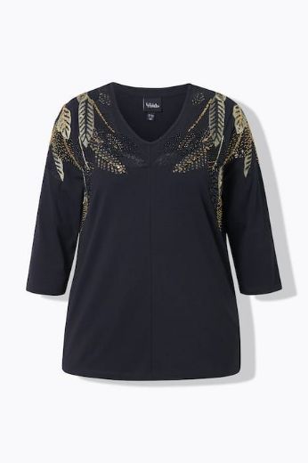 Moda za polnejše Majica elegantna 3/4 rukava V ovratnika plus velikost, xxl, Ulla Popken in Johann Popken (JP1880)