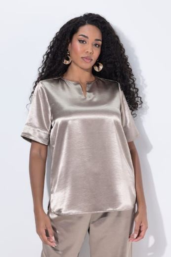 Moda za polnejše Bluza elegantna kratkih rukava od satena plus velikost, xxl, Ulla Popken in Johann Popken (JP1880)